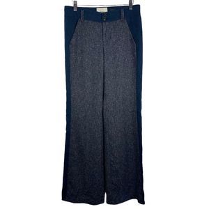 Anthropologie Elevenses Brighton Flared Pants Womens Size 2‎ Gray Blue Tweed